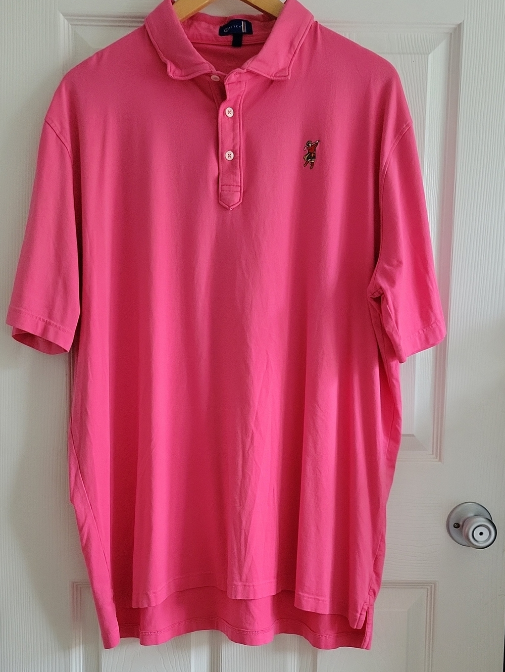 Stitch Golf Polo XXL Pink Stretch Embroidered Golfer Excellent Condition